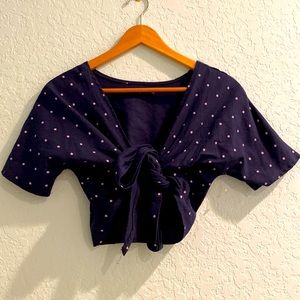 ‘White Fox’ Blue with Stars Crop Top - Size Small